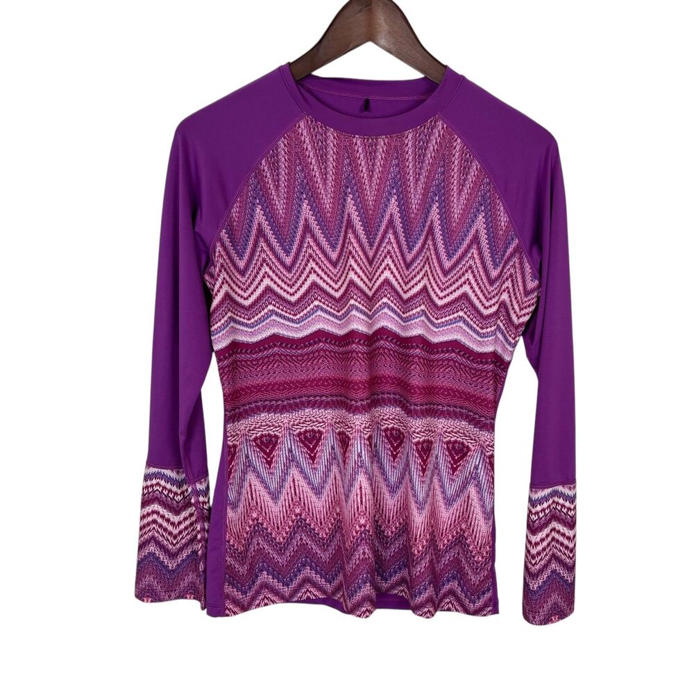 Prana Rory Rashguard Purple Aztec Long Sleeve Athletic Shirt Women’s Small